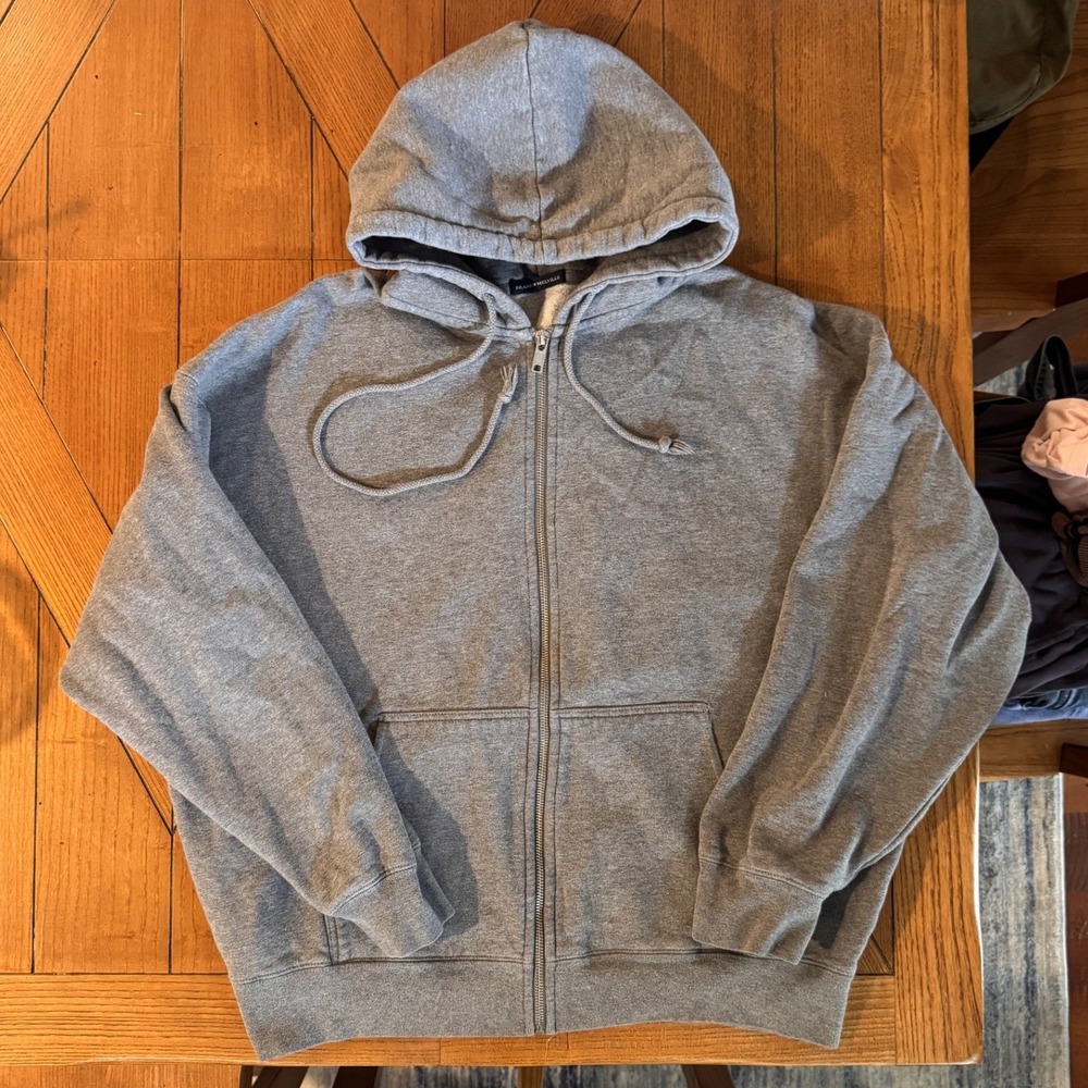 Brandy Melville Christy Oversized Zip Up Hoodie Heather Gray Fleece Sweatshirt